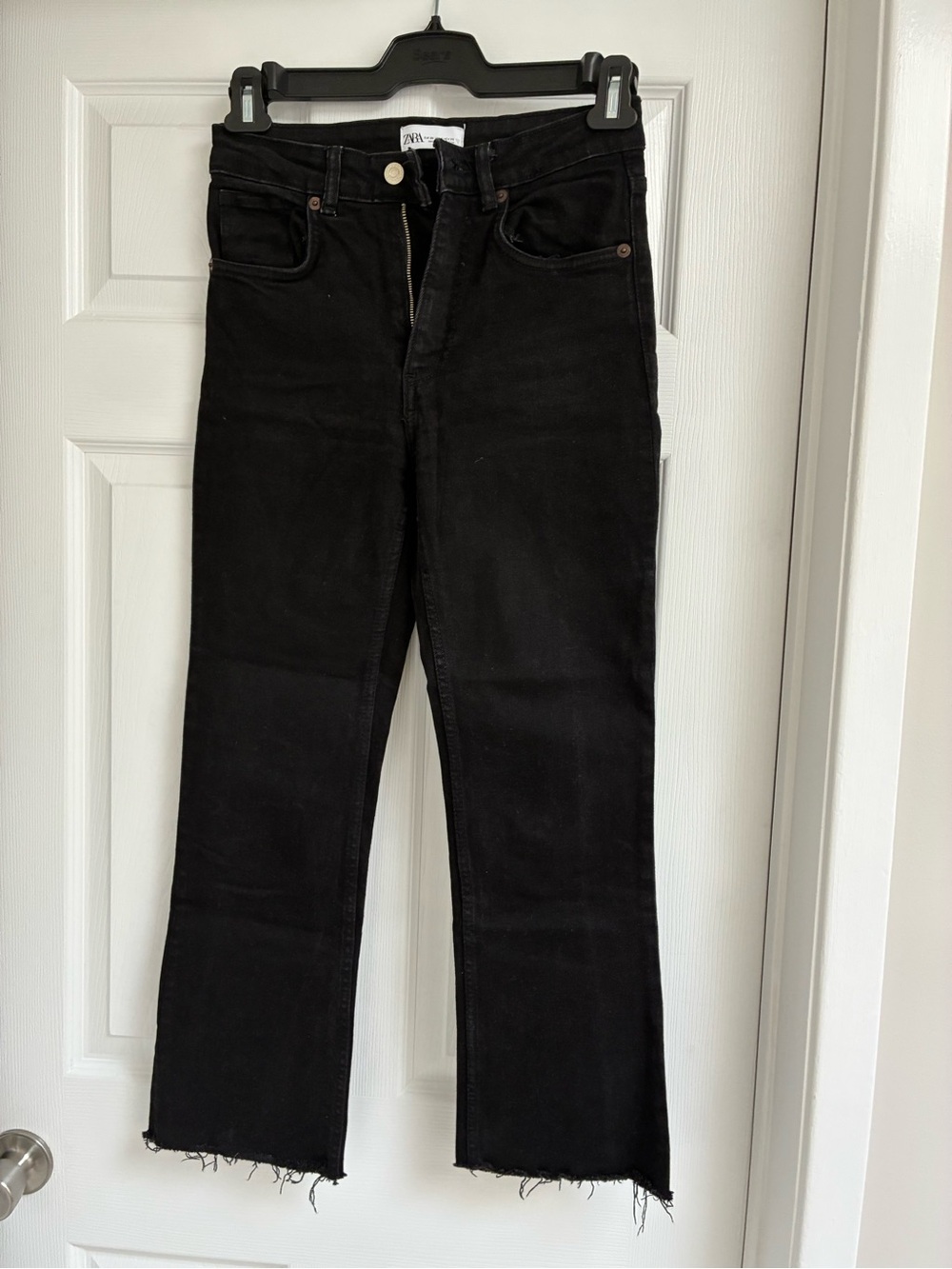Zara Black Flare Jeans with Raw Hem